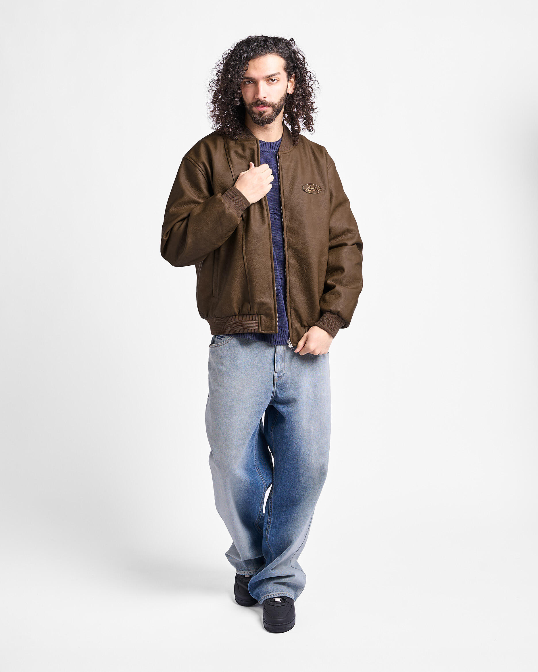 Arte Antwerp Leather Varsity Jacket | SS26-063J-BRN | AFEW STORE